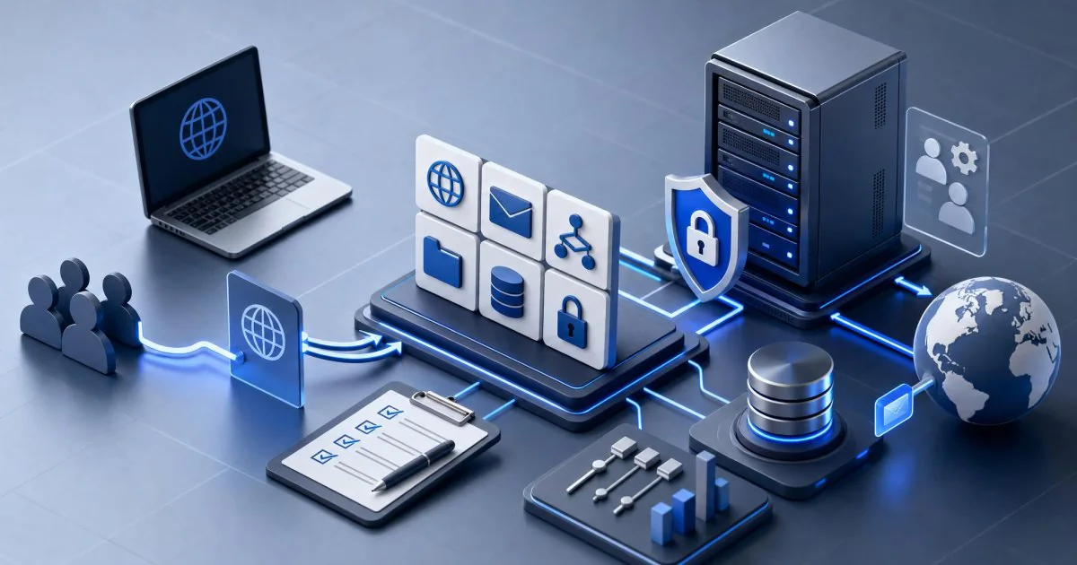 Sunucu kaynakları ve yönetim katmanlarıyla temsil edilen cPanel VDS altyapısı